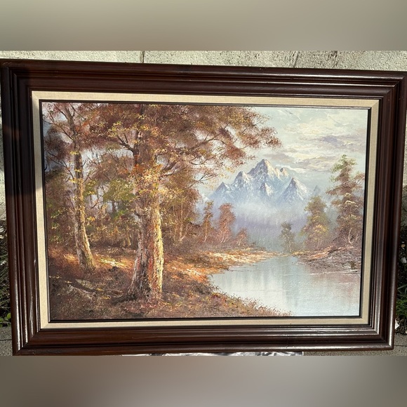 Roger Brown Other - Roger Brown Oil Painting - Framed Autumn Landscape Art with Signature